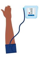 tonómetro médico electrónico, un dispositivo para medir la presión arterial. vector
