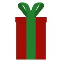 caja roja navideña con un lazo verde, un regalo. vector