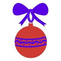 Red Christmas ball with a blue bow. vector
