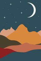 Minimalist abstract landscape in boho style. vector