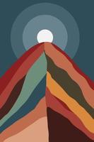 Trendy minimalistic abstract mountain landscape in boho style. vector