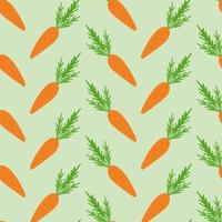 Vegetable children's pattern of carrots on a green background. vector