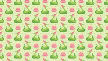 Happy birthday pattern banner snake in holiday hat Jungle reptile vector