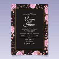 Hand drawing floral wedding invitation template vector