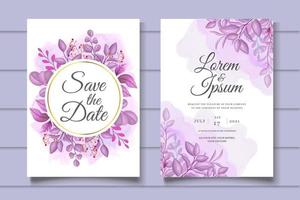 Beautiful Floral Wedding Invitation Card Template vector