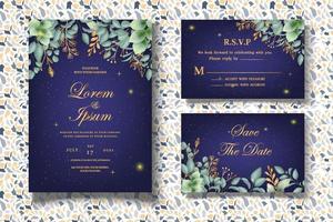 Elegant Floral Wedding Invitation Card Template vector