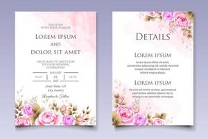 Hand drawing floral wedding invitation template vector