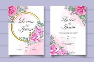 Beautiful Floral Wedding Invitation Card Template vector