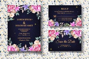 Elegant Floral Wedding Invitation Card Template vector