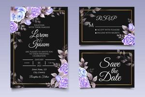 plantilla de invitación de boda floral de dibujo a mano vector