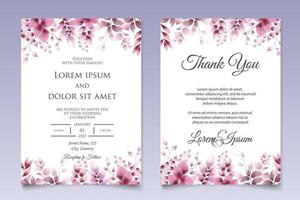 Hand drawing floral wedding invitation template vector