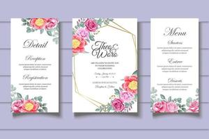 Beautiful Floral Wedding Invitation Card Template vector