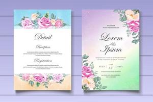 Beautiful Floral Wedding Invitation Card Template vector