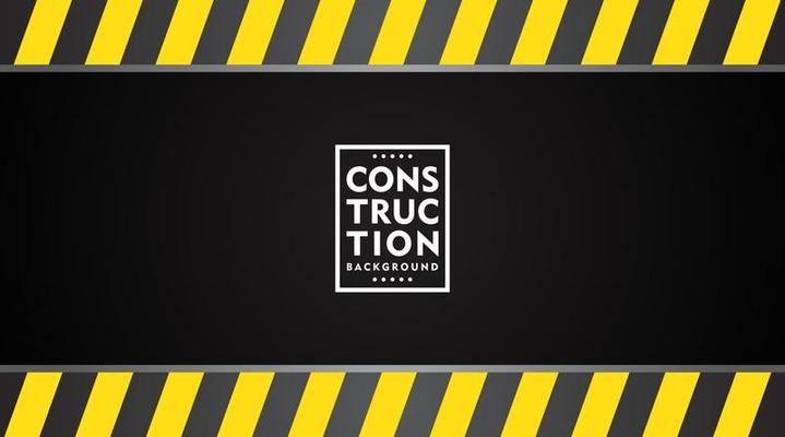 Under construction website page with black and yellow striped borders