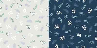 Beautiful pastel and navy botanical leaves seamless pattern vector