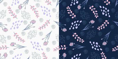 Flower and leaves beautiful with hand drawn style seamless pattern vector