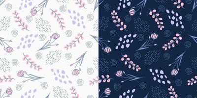 Flower and leaves beautiful with hand drawn style seamless pattern vector