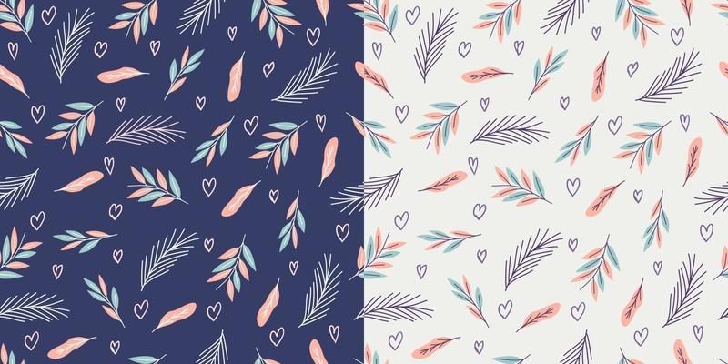 Beautiful colorful eucalyptus with palm leaves seamless pattern