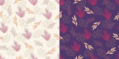 Leaves and lines beautiful with hand drawn style seamless pattern vector