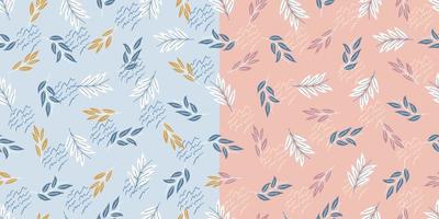 Leaves and lines hand drawn seamless pattern vector