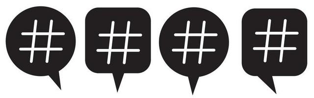 Hashtag icon in bubble. Hashtag symbol collection. Hash icons. vector