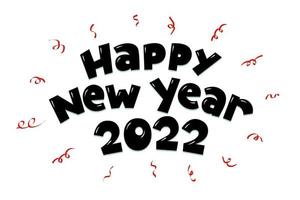2022 cartoon hand drawn comic text lettering number. Happy New Year