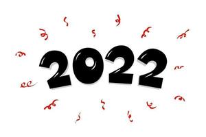 Hand drawn text lettering number with confetti. Happy New Year 2022 vector