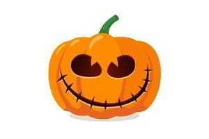 Scary spooky carved pumpkin jack lantern with creepy ghost fear face vector