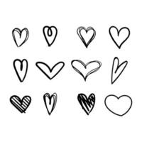 conjunto de iconos de línea de corazón dibujado a mano vector