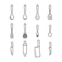 conjunto de iconos de línea de utensilios de cocina vector