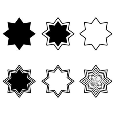 Set of Eight point star vector shape