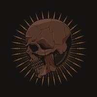 Dark skull from beside with ornament in the background vector