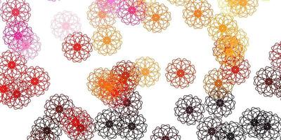 Light Red, Yellow vector doodle pattern with flowers.