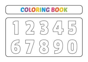 libro para colorear para niños, vector de número