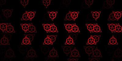 Dark Red vector background with occult symbols.