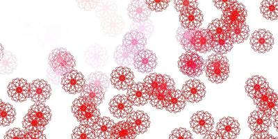 textura de doodle de vector rojo claro con flores.