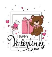 happy valentines day card with decoration vector