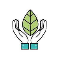 hands with leaf ecology icon vector