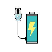 rechargeable battery with plug ecology icon vector