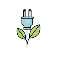 plug with leafs ecology icon vector