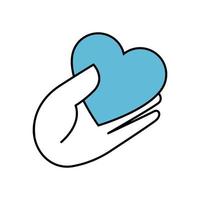 hand with heart isolated icon vector