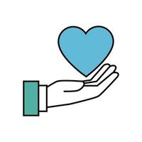 hand with heart isolated icon vector