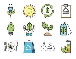 bundle of ecology set icons vector