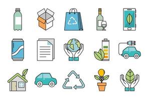 bundle of ecology set icons vector