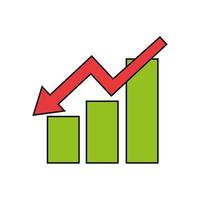 Isolated workflow bars with decrease arrow vector design