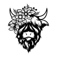 Highland cow Lady head design on white background. Farm Animal.vector