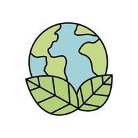 planet earth with leaf ecology icon vector