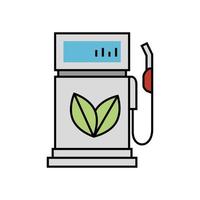 fuel station service with ecology leafs icon vector