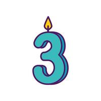 feliz cumpleaños, tres velas, vector, diseño vector