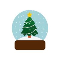 pine tree christmas in crystal ball isolated icon vector